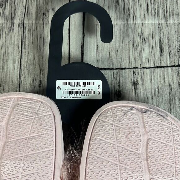 INC International Concept Women's Fur Slippers Slide Open Toe Pink XL 11/12 - Picture 4 of 6